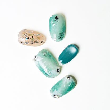 Aqua-flowers-press-on-nails-bout-dart-studio-product-2