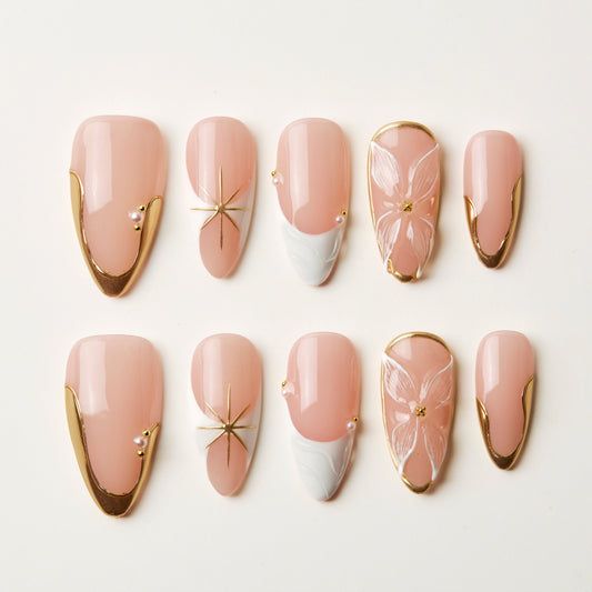 Golden-bloom-handmade-press-on-nails-bout-dart-studio-product-1